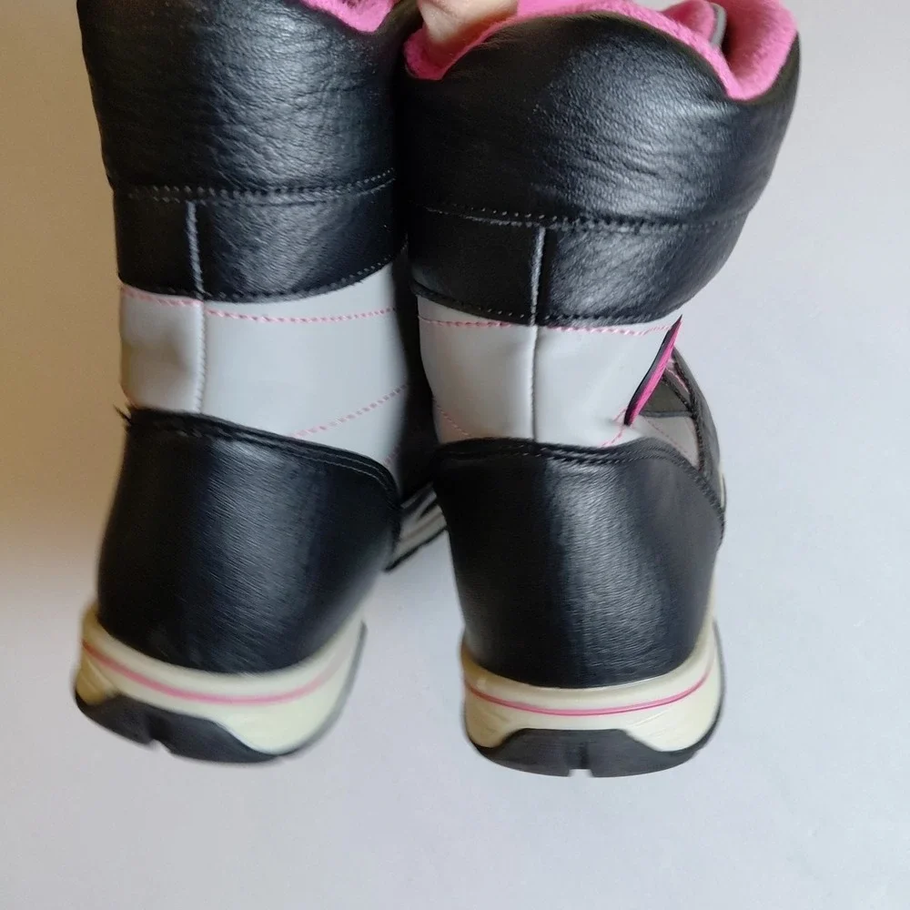 Totes Beaver Winter Snow Boots Girls Size 4 Black Pink Waterproof Lined EXC COND